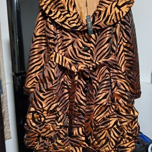 Bronze and Black Zebra Print Coat Dress